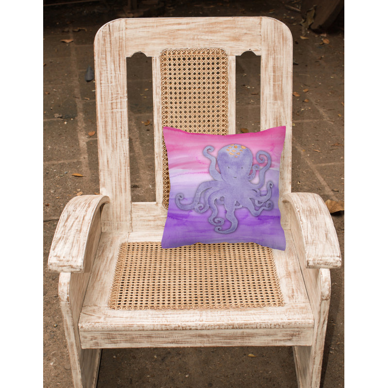 Coussin intérieur/extérieur en aquarelle octopus, 18 po x 18 po
