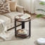 Table d'appoint ronde à deux niveaux en bois de 50 cm (19,7 po) avec cadre en métal noir de style industriel-2004013945