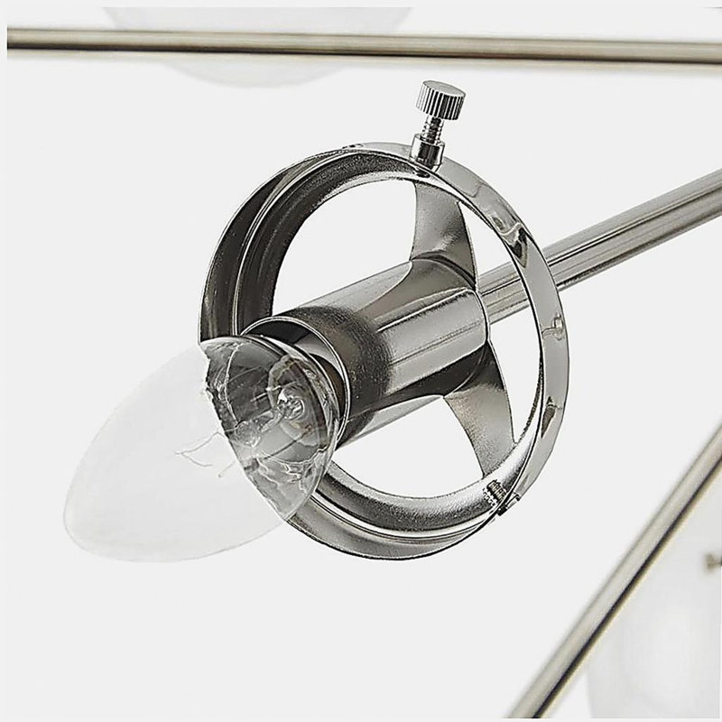 Lustre en cristal 12 lumières avec très grande ampoule sphérique Paige, Argent argent
