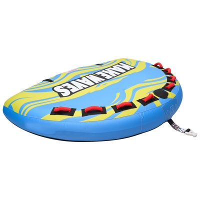 Towable Tube for Boating, 4 Riders Inflatable Boat Tubes and Towables, 680 lbs Capacity Water Sport Towable Tube for Boat to Pull - with Fins, Full Nylon Cover, Padded Handles & Safety Valve