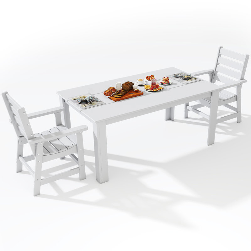 Ensemble de chaises d'extérieur 20,3 W Hdpe, Blanc