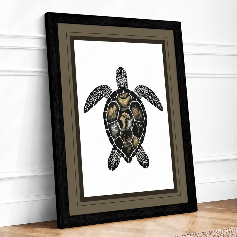 Anatomical Turtle Study Minimalist - Framed Print, A4 - 29.7 x 21.0 cm, Black