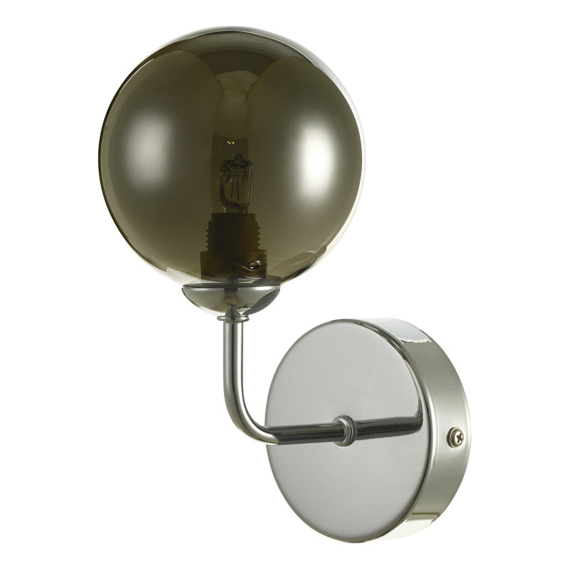 Wall Light, Smoke Glass, Polished Chrome