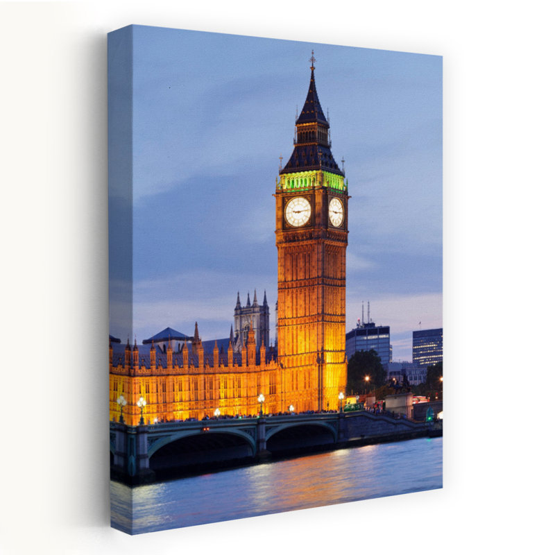 Vue de Big Ben et des maisons du Parlement avec le pont de Westminster à la rivière Thames, Westminster, Londres, Angleterre, architecte contemporain abstrait ...