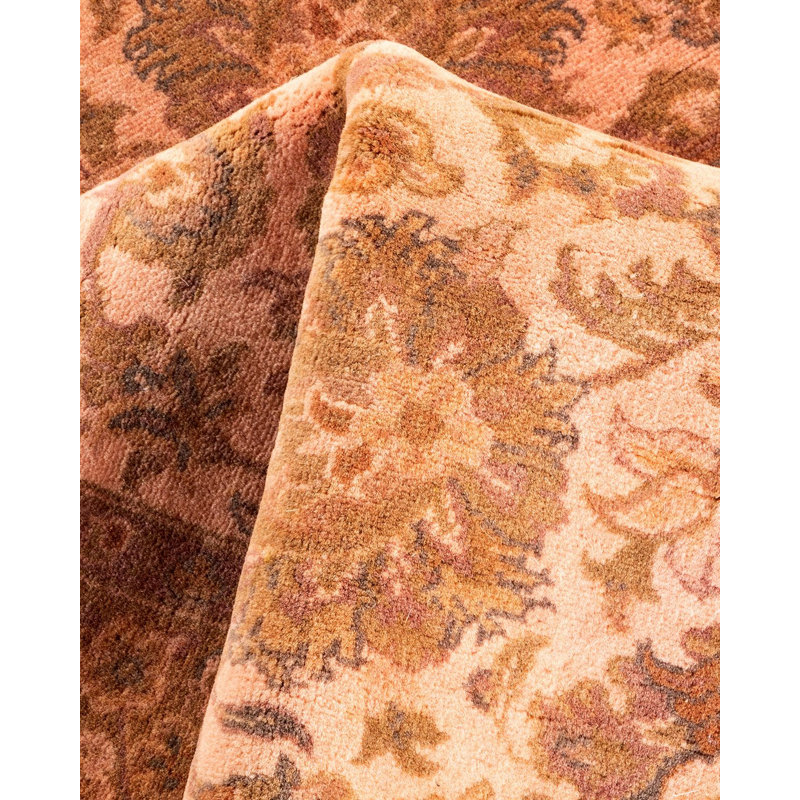 Tapis rose noué à la main de conception unique Holsworth - rose