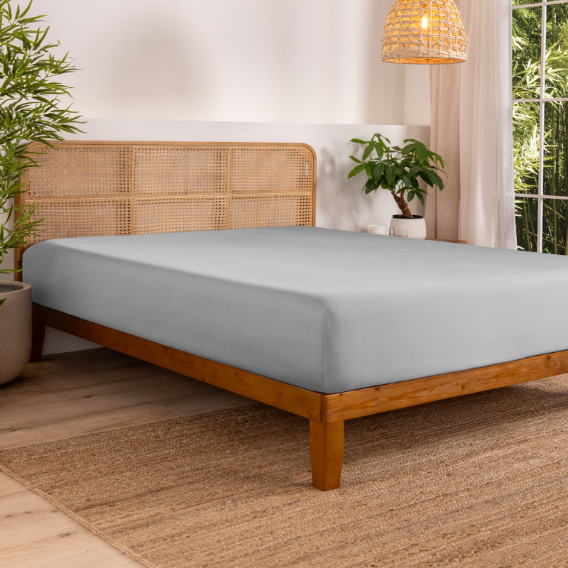Drap-housse en rayonne de bambou, Gris clair, Drap-housse grand