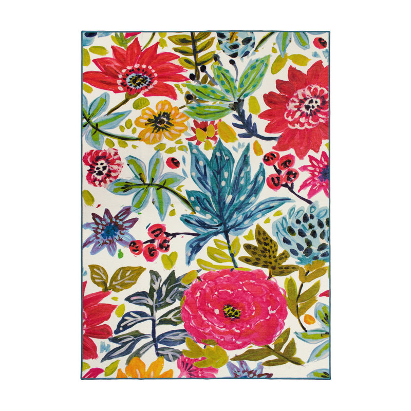 Floral Bloom Multicolor Machine Washable Area Rug - Modern, Non-Slip, Stain-Resistant - 5'x7', Rectangle 5' x 7'