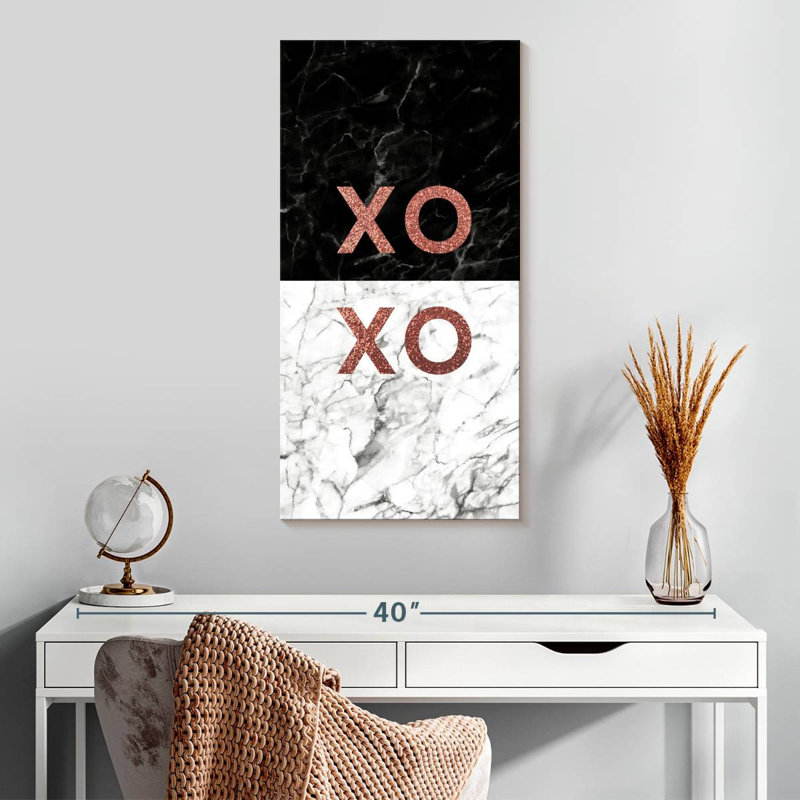 Rose, typographie Xoxo, H 30 po x l 15 po