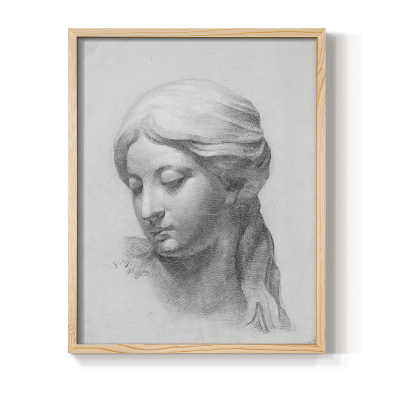 Croquis rétro, reproduction encadrée en bois massif, Naturel, H 21 po x l 17 po