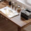 Bureau en coin en bois massif de couleur noyer en forme de L-872479657-872479663