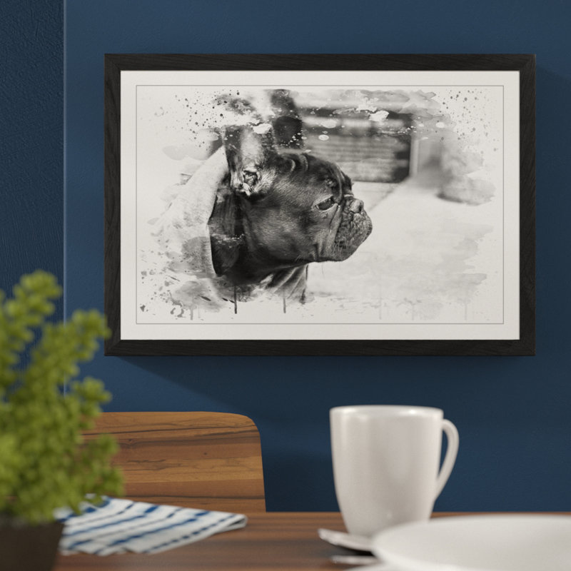 Black French Bulldog - Wall Art, 45cm H x 62cm W, Framed Picture