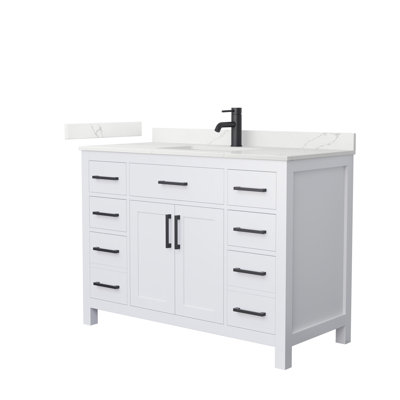 Meuble-lavabo simple autoportant 48 po avec plateau en quartz Beckett