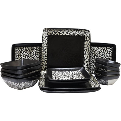 Service de table 16 pièces, service pour 4 fleuri Wickliffe