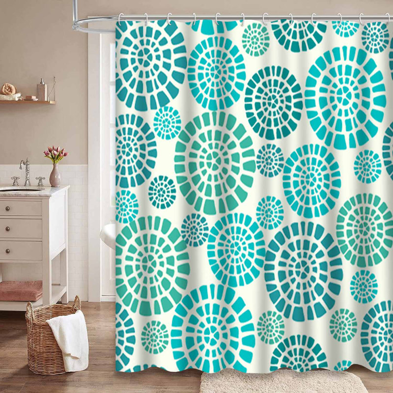 Rideau de douche abstrait abstrait abstrait bleu sarcelle avec 12 crochets, L 72 po x l 78 po