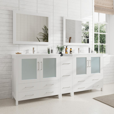  Ensemble de meuble-lavabo double 84 "avec miroir 84"