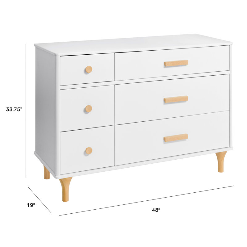 Lolly 6-Drawer Assembled Double Dresser, White/Natural