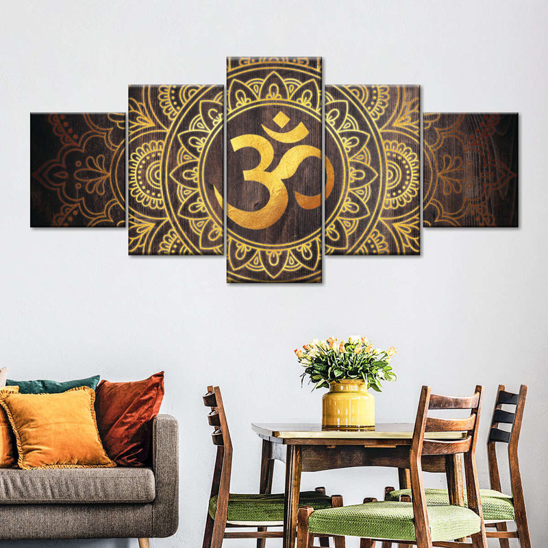 Mandala Om Symbole, reproduction d'art sur toile, H 30 po x l 68 po x P 1,25 po