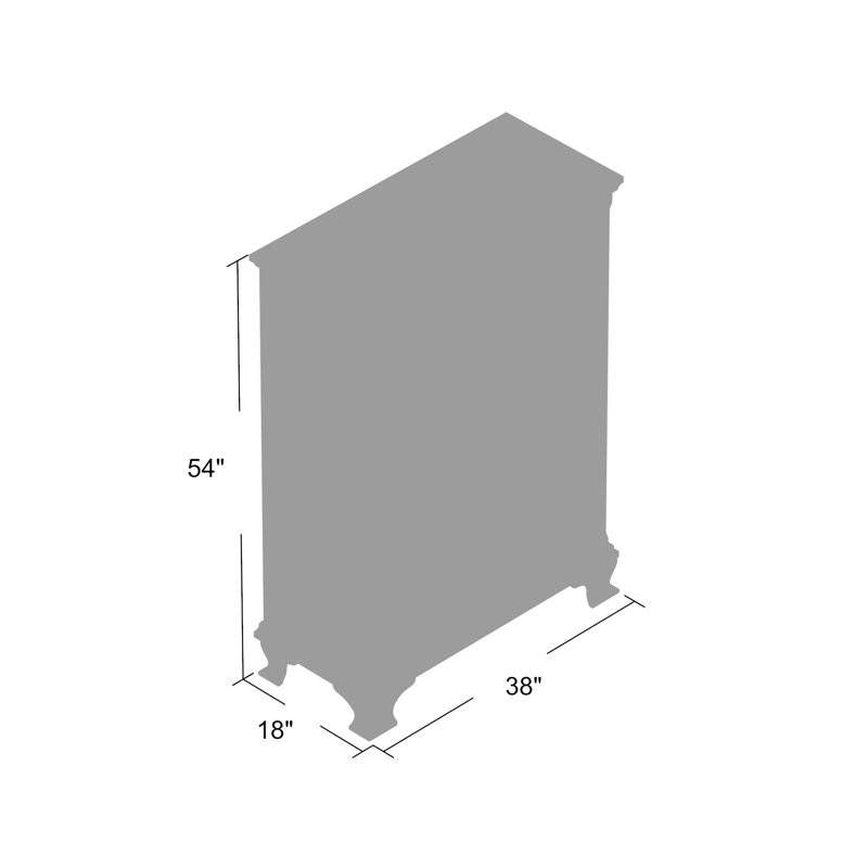 Dravin 38'' W 5 - Drawer Dresser, Cherry