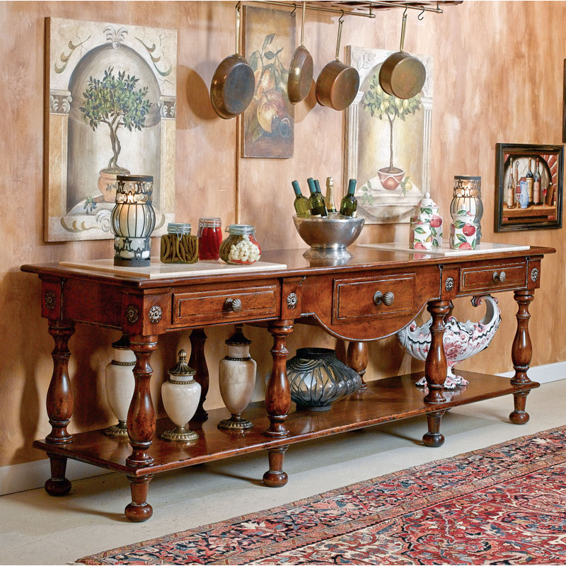 115" Wide 3 Drawer Buffet Table, Brown