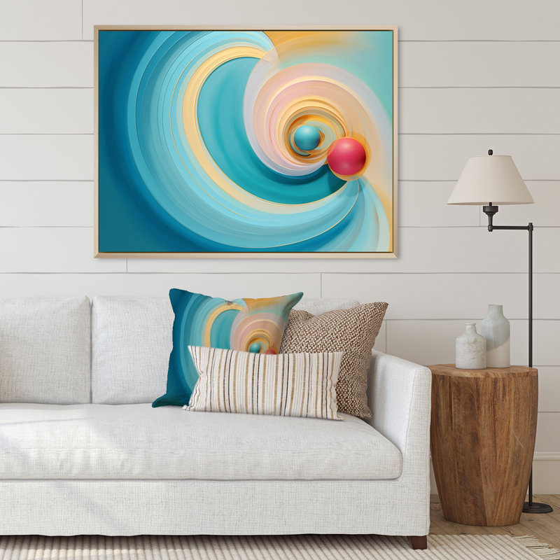 Décoration murale géométrie de l'esprit en turquoise rétro I - Formes abstraites, H 12 po x l 20 po x P 1 po