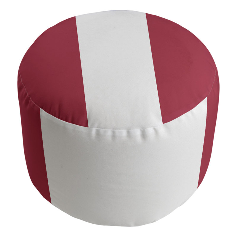 Repose-pieds cubique rond à rayures 20,5", Rouge / blanc / rouge