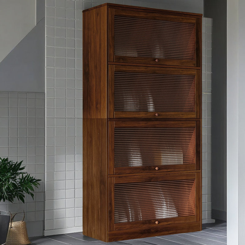 Bibliothèque contemporaine à portes fermées avec porte en verre et armoire de rangement pour plancher et plafond