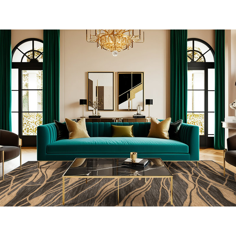  Tapis lavable avec motifs mélodiques et rythmiques, Rond 4 pi