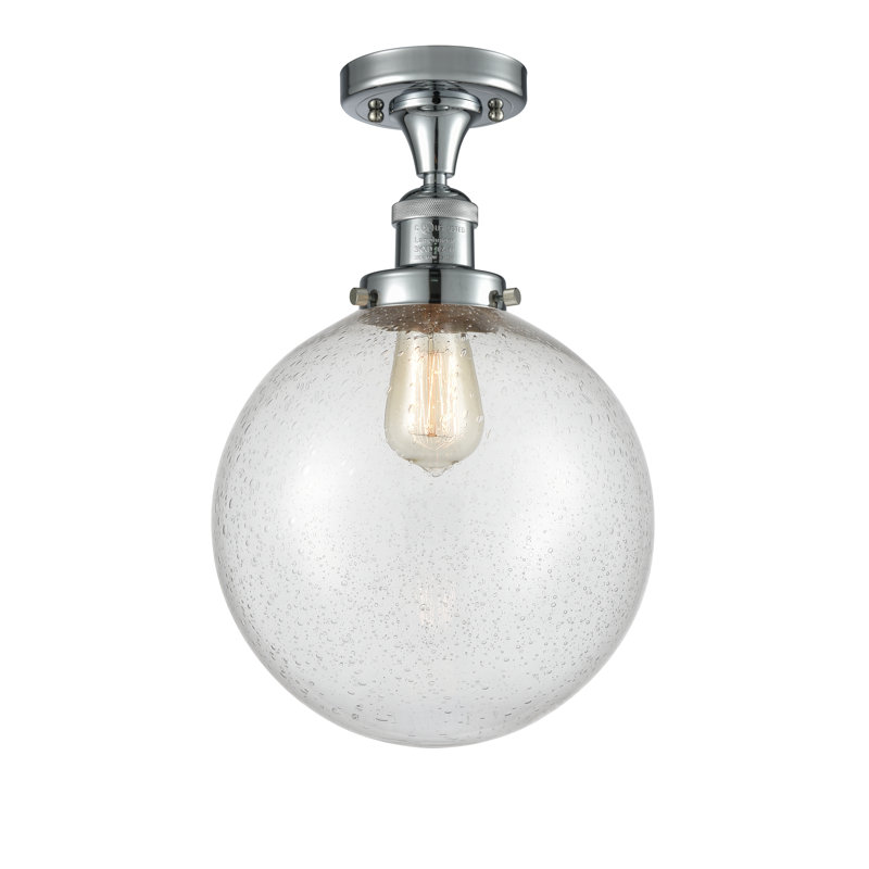 Plafonnier semi-encastré 10 po Zarmayr, Ampoule non incluse, Grainé, Chrome poli