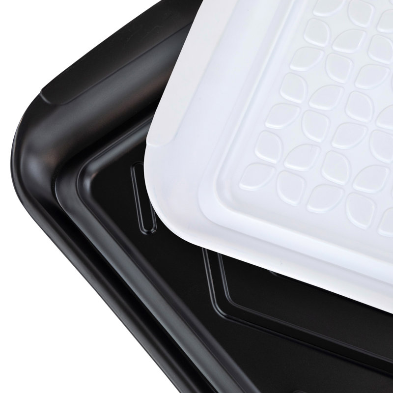 Marinade et plateaux pour barbecue Tovolo, L 10,50 po x L 10,50 po x H 1 po, Noir / blanc