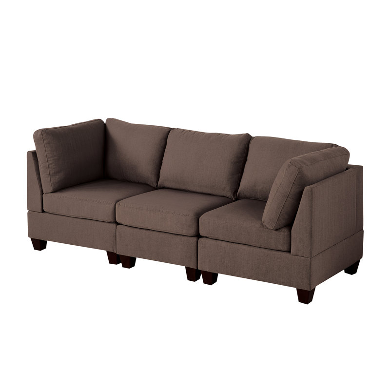 Chaise modulaire 3 pièces en similicuir avec structure en bois Black Coffee - café, éclat
