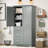 62" Tall & Wide Storage Cabinet with 3 Drawers & 3 Doors, Grey Freestanding Organizer for Bathroom/Office/Kitchen, Adjustable Shelves, 32" Wide Pantry Style, Heavy-Duty MDF-1303026664