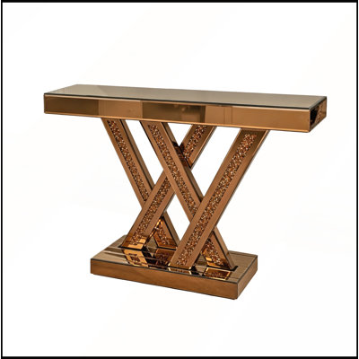 Console d'entrée moderne avec incrustations de diamants concassés, en verre miroir, table d'appoint décorative pour salon ou salon
