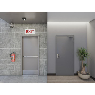 Flush Doors Series 36" x 84" Right-Handed Stainless Steel Finish, Metal Commercial 18G Door Kit w/ Frame & Hardware