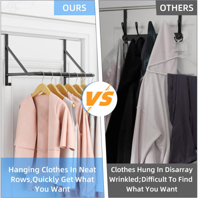 Over The Door Clothes Hanger Rod,Black