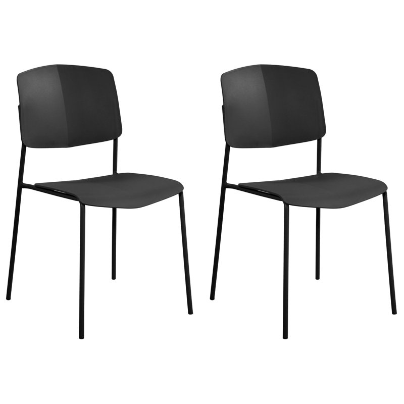 Pair of Aspen Academy Kitchen Chairs, Plastic Seat with Metal Legs, Black
