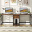 Bureau d'ordinateur 79 pouces pour deux personnes avec tiroirs et tablettes de rangement, table de travail double extra longue avec crochets, bureau d'écriture industriel pour bureau à domicile, brun rustique