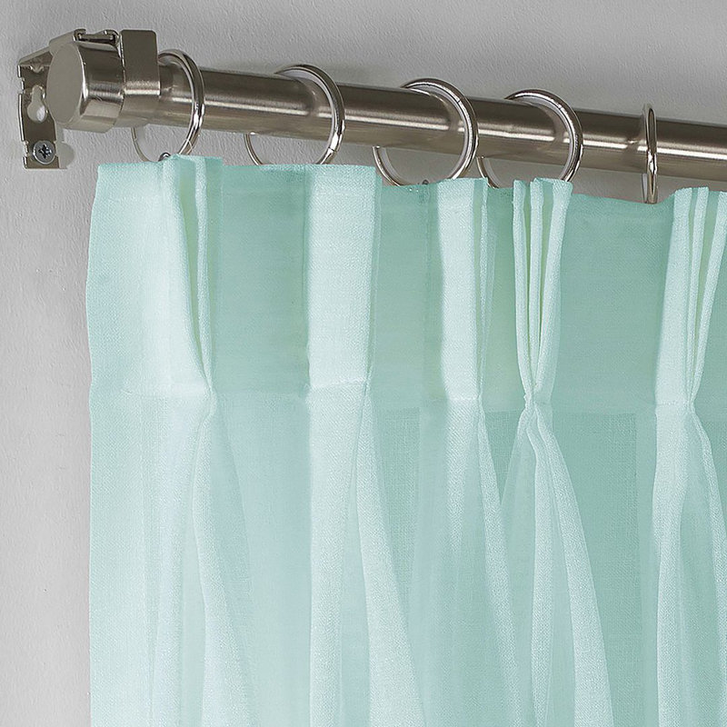 Sheer Single Curtain Panel, 190cm Width x 245cm Drop, Teal Green