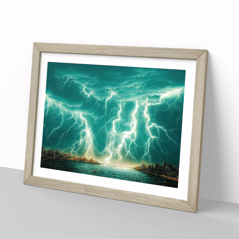 Urban Thunderstorm - Framed Print, 25cm H x 34cm W x 2cm D, Oak