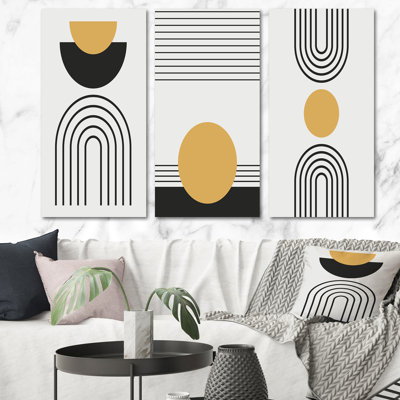 Creative Creative Designs in Retro Colors XV - Ensemble d'art moderne Mid-Century de 3 pièces