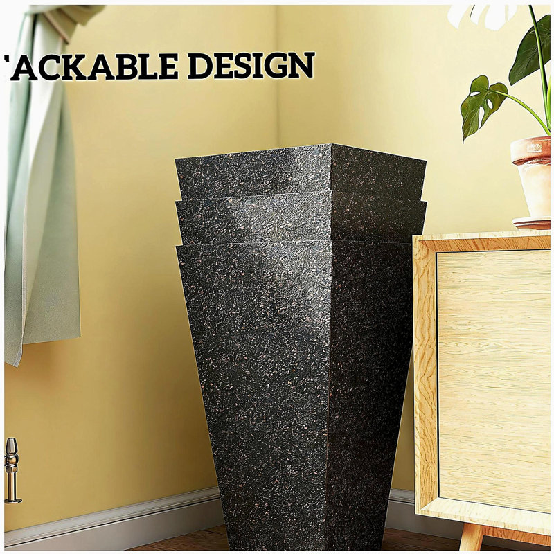Set of 3 Flower Pots,Tall Planters, Brown
