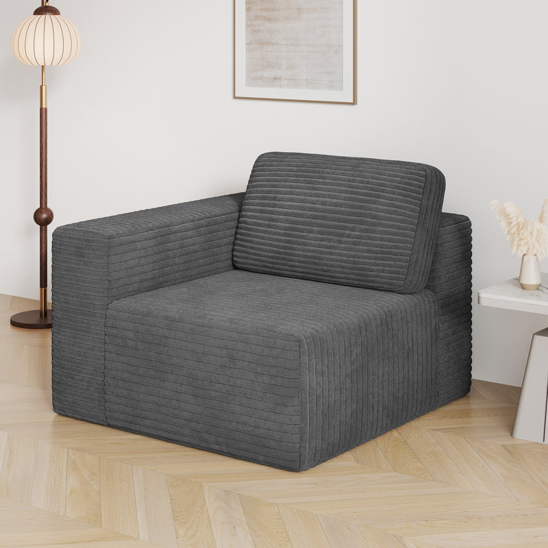 Upholstered Corduroy Accent Chair, Grey