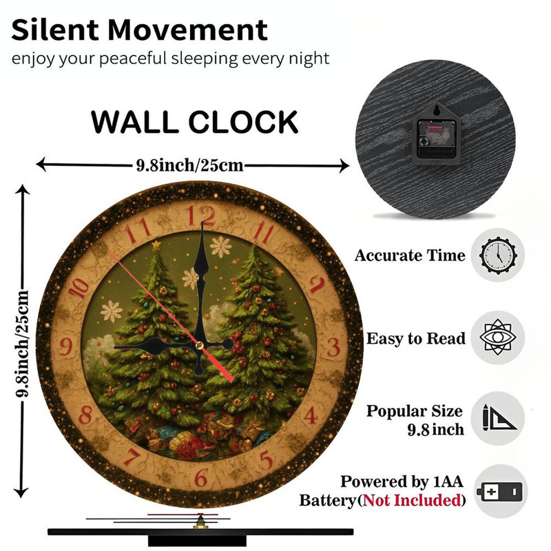 Christmas-Clock-With-Decorated-Trees