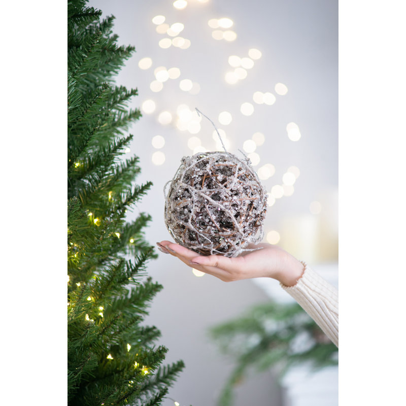 Iced Twig Ball  Set of 12  5"Dia.  Brown