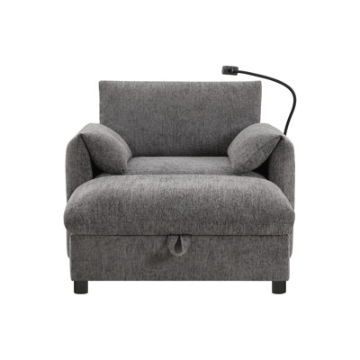 Canapé simple avec repose-pieds avec rangement, méridienne à large siège