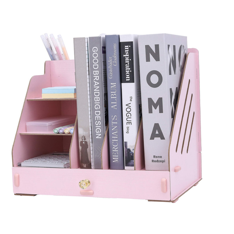 Caja Manufactured Wood Desk Organiser, Pink