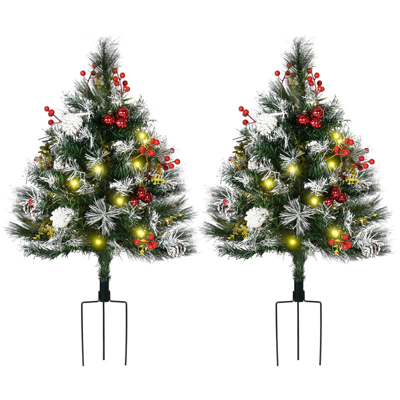 Arbre de Noël artificiel régulier (double) avec blanc Aiguilles vertes