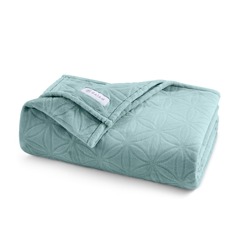 Couverture en peluche 100% polyester GAIAM Velvetloft, Bleu océan, Grand lit