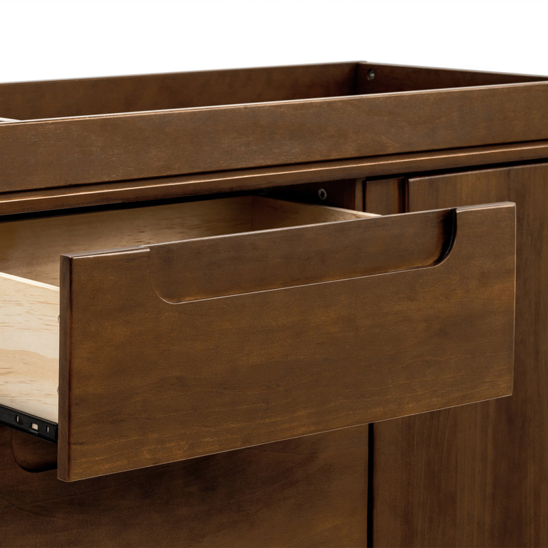 Yuzu Crib, 3 Drawer And 6 Drawer Dresser Set, Natural Walnut