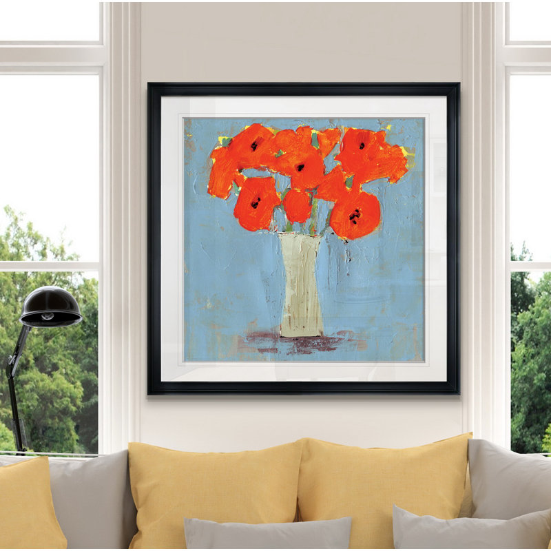 « orange pop impression ii », peinture, H 28 po x l 28 po x P 1,5 po, Cadre noir