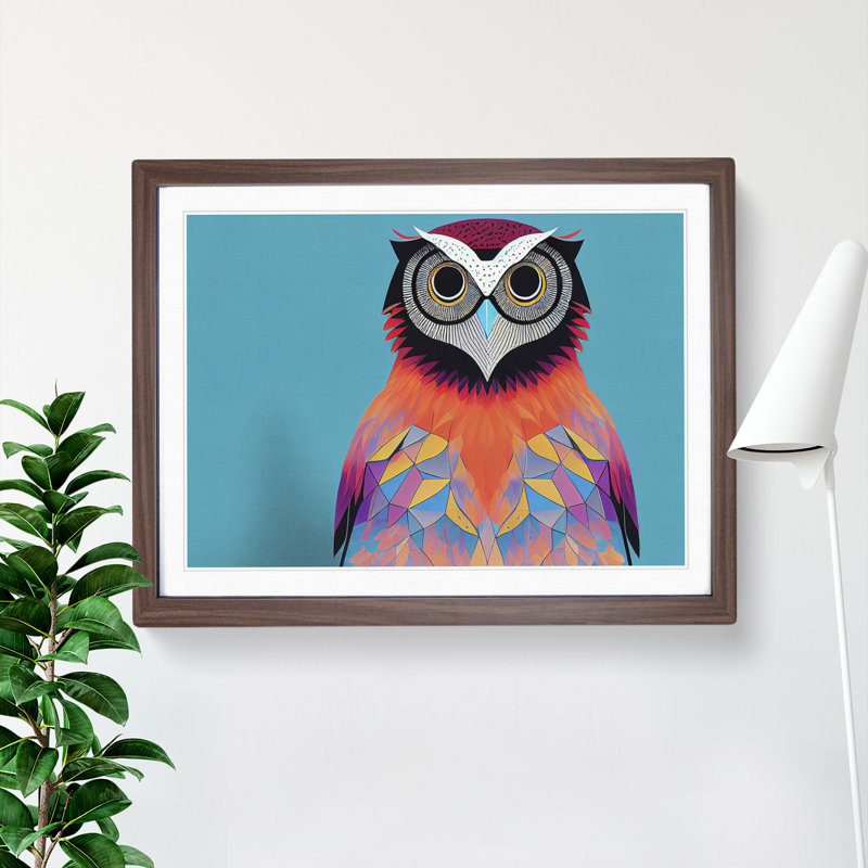 XH1022-8708X Supreme Owl 1 Piece Single Picture Frame Wall Art, 25cm H x 34cm W x 2cm D, Walnut